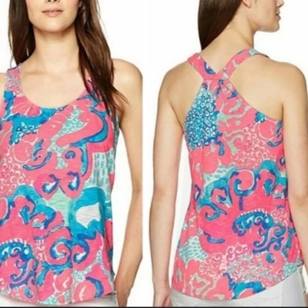 Lilly Pulitzer Cordelia Coral Reef Tank Top I’m So‎ Jelly Print Tank XS